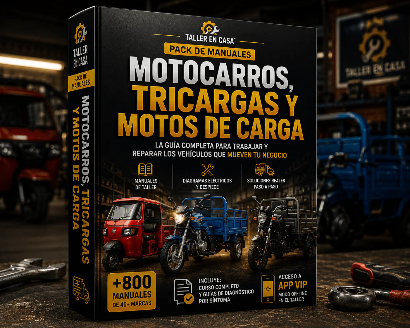 Pack de Manuales de Motocarros, Tricargas y Motos de Carga Taller en Casa