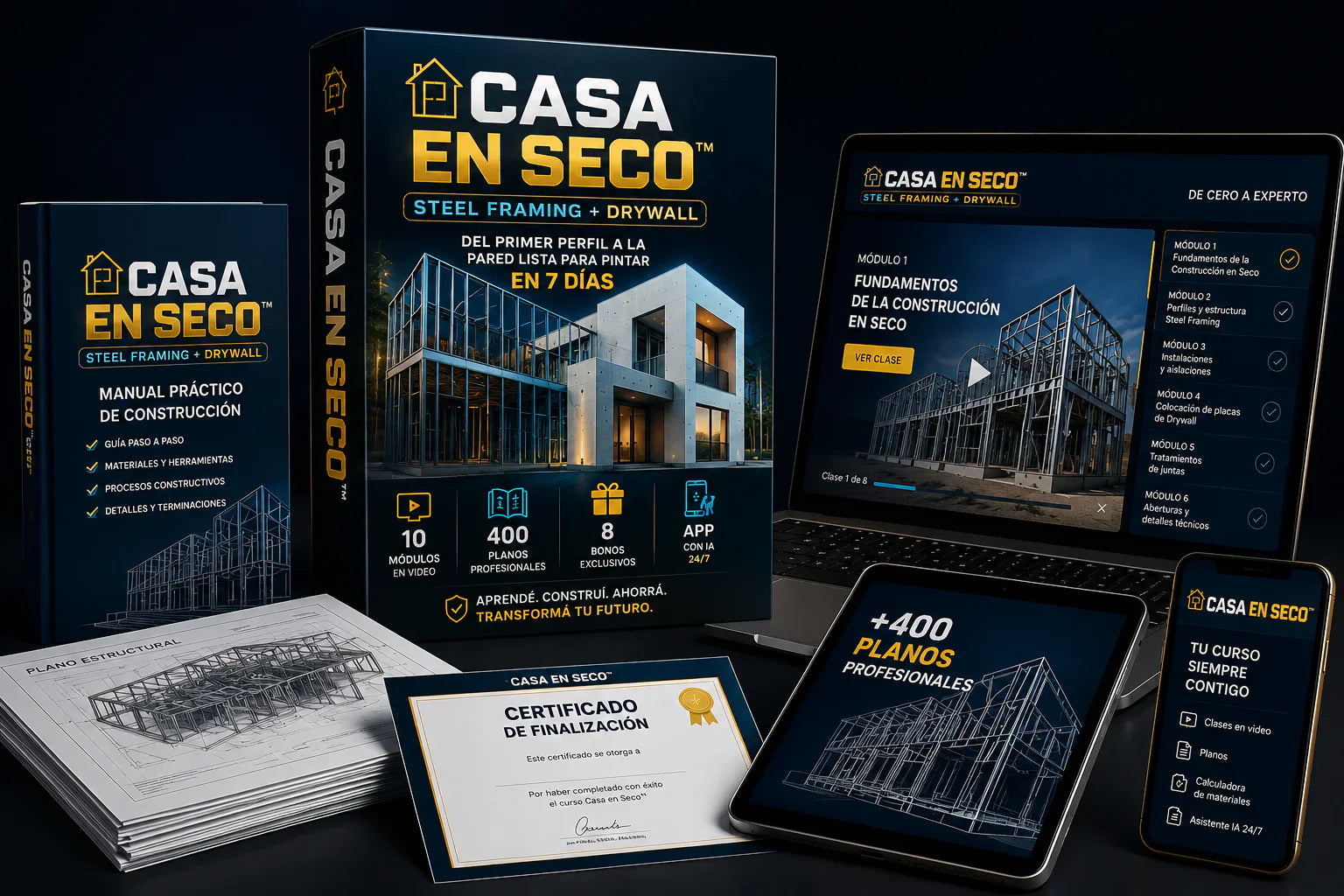 CASA EN SECO — notebook, libro, planos y App IA